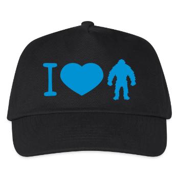 liebe herz i love bigfoot silhouette comic yeti - Kinder Basecap - Schwarz - Vorne