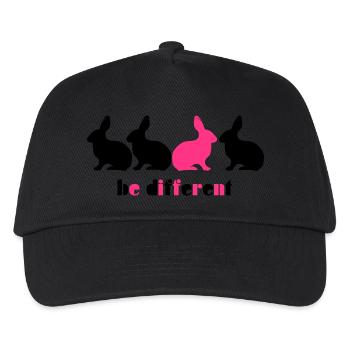 Be different Hase Bunny Unikat Einzigartig 2c - Kinder Basecap - Schwarz - Vorne