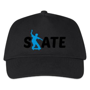 logo skate text skateboard stunt trick fahren spas - Kinder Basecap - Schwarz - Vorne