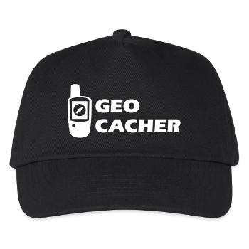 Geocaching GPS Geocacher - Kinder Basecap - Schwarz - Vorne