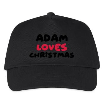 adam loves christmas xmas name - Kids’ Baseball Cap - black - Front