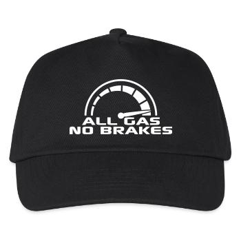 All Gas No Brakes Tachometer Rennauto Tacho Fahren - Kinder Basecap - Schwarz - Vorne