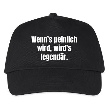 When it gets embarrassing, it becomes legendary. - Kids’ Baseball Cap - black - Front