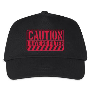 caution no filter quote - Kids’ Baseball Cap - black - Front