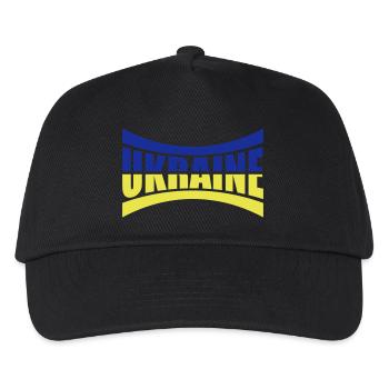 Flagge Balken Ukraine - Kinder Basecap - Schwarz - Vorne
