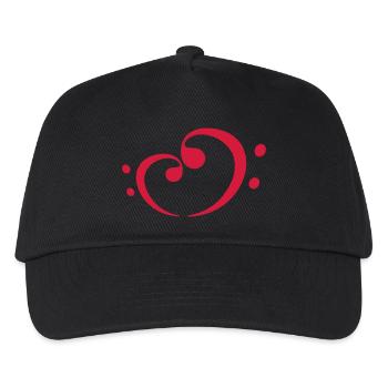 I Love Bass Heart Music Love clef note - Kids’ Baseball Cap - black - Front