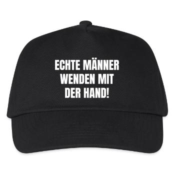 Männer wenden beim Grillen mit der Hand - Kinder Basecap - Schwarz - Vorne