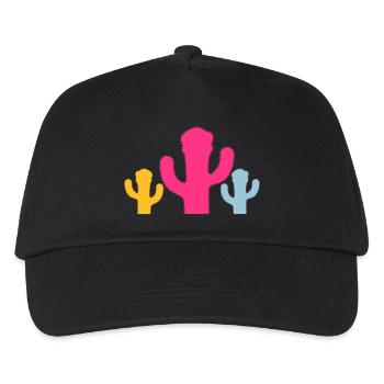 3 Bunte Kakteen Kaktus Stachelig Wüsten Stachel - Kinder Basecap - Schwarz - Vorne