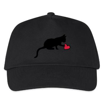 Cute kitten touches heart - Kids’ Baseball Cap - black - Front