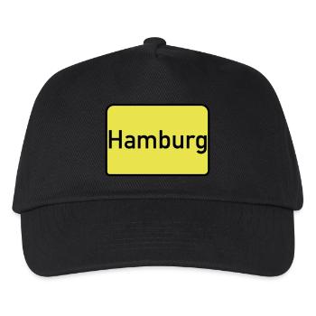 Ortsschild Hamburg - Kinder Basecap - Schwarz - Vorne