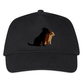 3 Dogs Sitting Team Crew Three Friends Silhouette - Kids’ Baseball Cap - black - Front