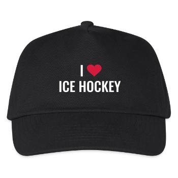 Eishockey Geschenkidee - I love Eishockey - Kinder Basecap - Schwarz - Vorne