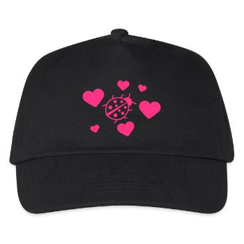 Kleiner Marienkäfer Herz Liebe Muster - Kinder Basecap - Schwarz - Vorne