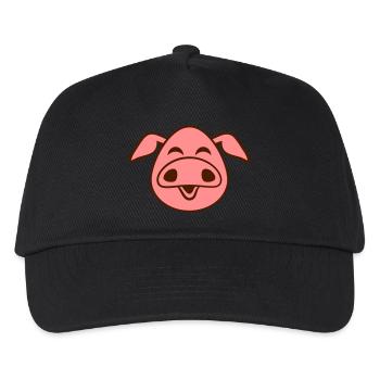 Schwein Gesicht Tier Liebe Klein Süßes Schweinchen - Kinder Basecap - Schwarz - Vorne