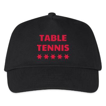 Table Tennis - Ping Pong - Sport - Racket - Ball - Kinder Basecap - Schwarz - Vorne