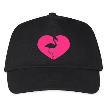 shape heart i love love silhouette outline flamingo - Kids’ Baseball Cap - black - Front