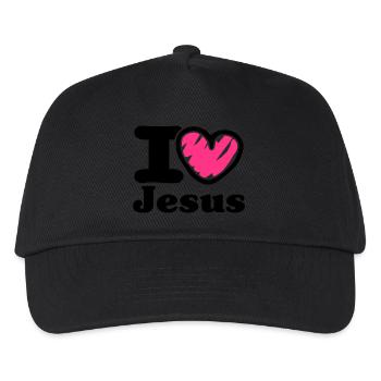 i Love Jesus_V1 - Kinder Basecap - Schwarz - Vorne