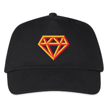 Diamant (Edelstein Brillant Symbol / Outl. Red 2C) - Kinder Basecap - Schwarz - Vorne