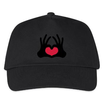 form outlined 2 hands pair of team hand signs half - Kids’ Baseball Cap - black - Front