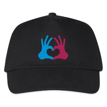 2 haende paar team hand zeichen halbes herz liebe - Kinder Basecap - Schwarz - Vorne