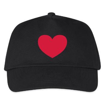 Schlichtes Herz / plain heart (1c) - Kinder Basecap - Schwarz - Vorne