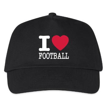 i love football / I heart football 2c - Kinder Basecap - Schwarz - Vorne