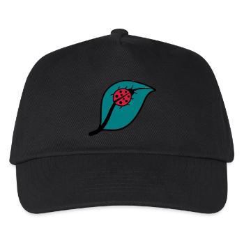 Kleiner Marienkäfer auf einem Blatt Design - Kinder Basecap - Schwarz - Vorne