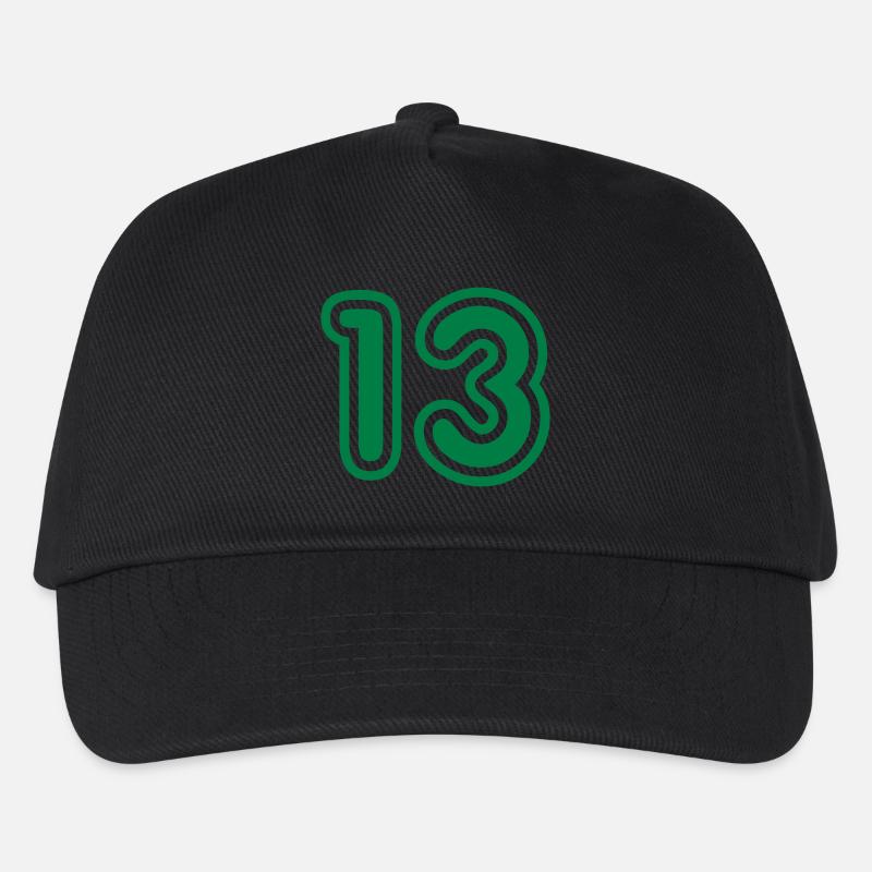 Green College Numers, College Zahlen, Nummern, 13 - Kinder Basecap - Schwarz