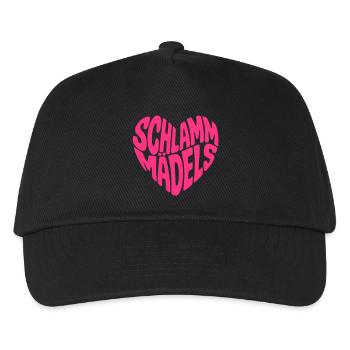 Schlamm Mädels in Herz Form (Farbe änderbar) - Kinder Basecap - Schwarz - Vorne
