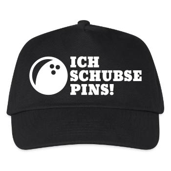 Ich schubse Pins - Spruch Bowling Geschenk - Kinder Basecap - Schwarz - Vorne