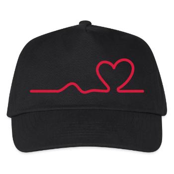 Herzschlag heartbeat Liebe Love Valentinstag coeur - Kinder Basecap - Schwarz - Vorne