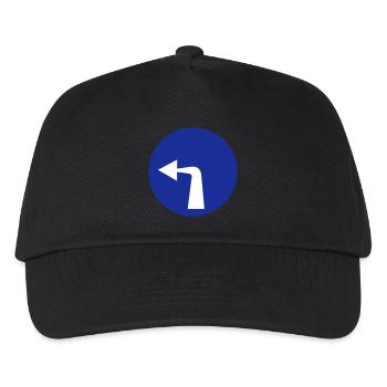 links abbiegen Schild Verkehr Geschenk Auto Idee - Kinder Basecap - Schwarz - Vorne