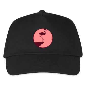mond kreis rund klippe silhouette umriss flamingo - Kinder Basecap - Schwarz - Vorne