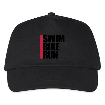 sport logo swim bike run text triathlon marathon a - Kinder Basecap - Schwarz - Vorne