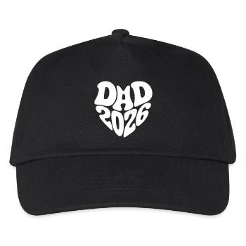 Dad 2026 Herzform Vater Baby Herz Form Papa 2026 - Kinder Basecap - Schwarz - Vorne