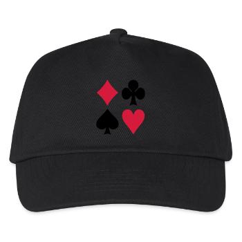 Karten - Poker - Kinder Basecap - Schwarz - Vorne