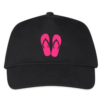 Flip Flop : Summer : Love : Flower : Meer : Strand - Kinder Basecap - Schwarz - Vorne