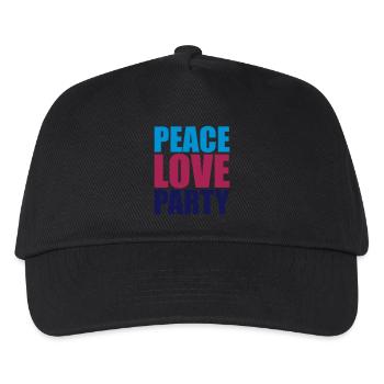 peace love party cool shirt text logo design feier - Kinder Basecap - Schwarz - Vorne
