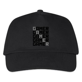 cool pattern text retro gamer logo play play n - Kids’ Baseball Cap - black - Front