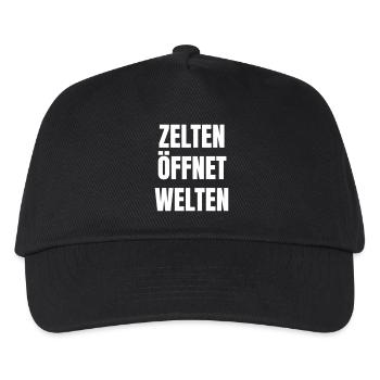 Camping opens worlds - Kids’ Baseball Cap - black - Front