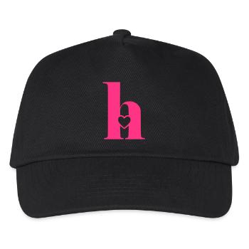 Buchstabe h Anfangsbuchstabe mit Herz - Kinder Basecap - Schwarz - Vorne