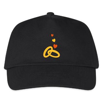 zwei Gold-Ringe mit der Ehe Hochzeit - Kinder Basecap - Schwarz - Vorne