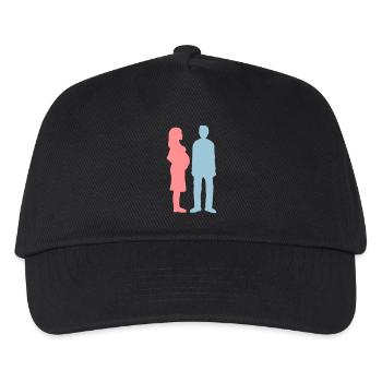 Mann arm schwangere Frau - Kinder Basecap - Schwarz - Vorne