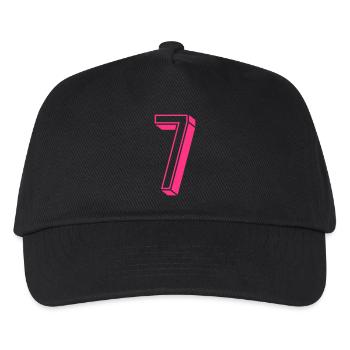 Zahl sieben - Nummer 7 pink Mädchen Trikotnummer - Kinder Basecap - Schwarz - Vorne