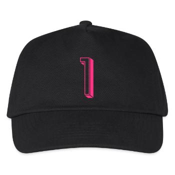 Zahl eins - Nummer 1 pink Mädchen Trikotnummer - Kinder Basecap - Schwarz - Vorne