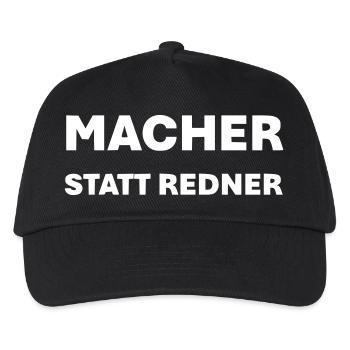 Macher statt Redner - Kinder Basecap - Schwarz - Vorne