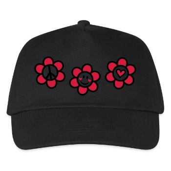Peace Love Happiness bonheur amour paix libre - Casquette de baseball Enfant - noir - Devant