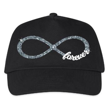 Infinity forever Love Unendlichkeit silber Glitzer - Kinder Basecap - Schwarz - Vorne