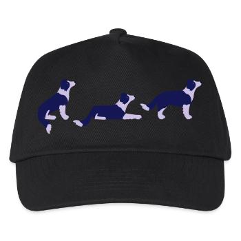 Sitz Platz Steh Border Collie Vektor - Kinder Basecap - Schwarz - Vorne