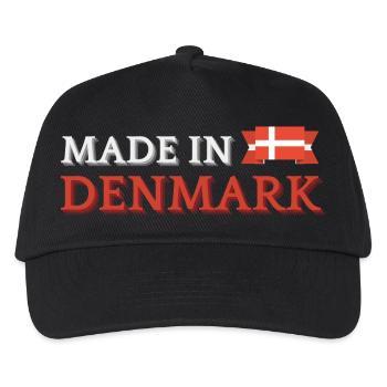 Hergestellt in Dänemark, dänischer Stolz - Kinder Basecap - Schwarz - Vorne